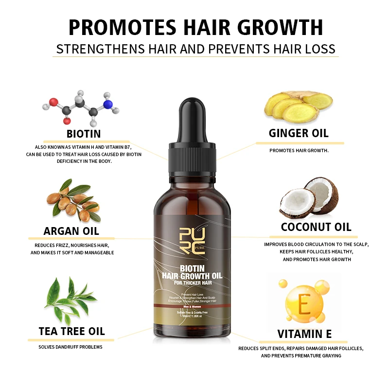 PURC Biotin Hair Oil Hair Grow - Epidermal Growth Factor ulasan dan harga